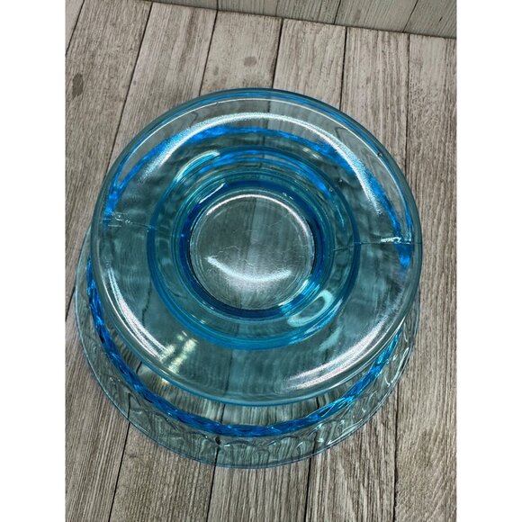 Vtg Early American Pattern Glass Bowl Footed Diamond Quilted Sky Blue 8.5" DIA - Picture 4 of 8